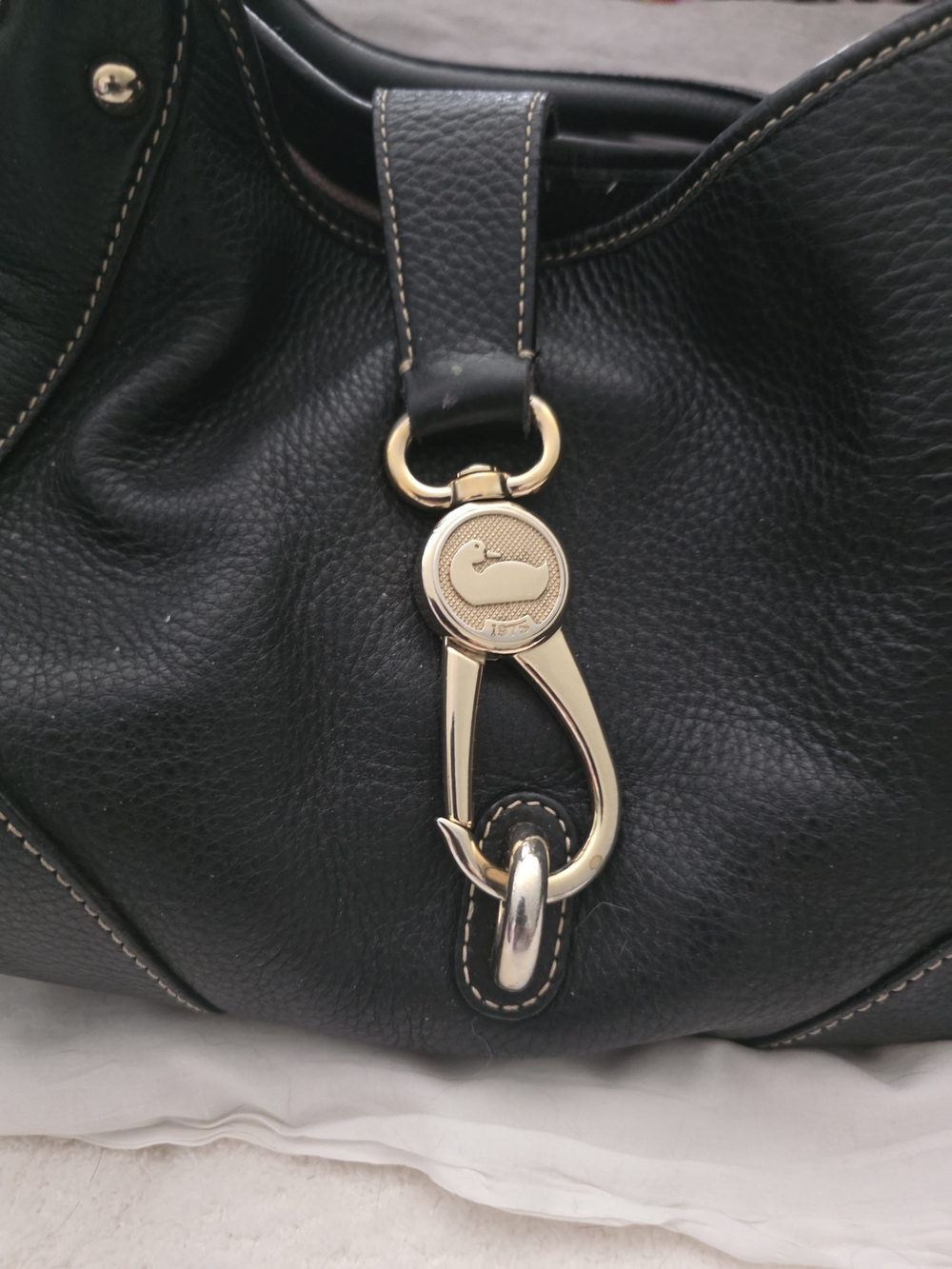 Dooney & Bourke Black Pebbled Leather Hobo with Gold Hardware Accent - Picture 4 of 10